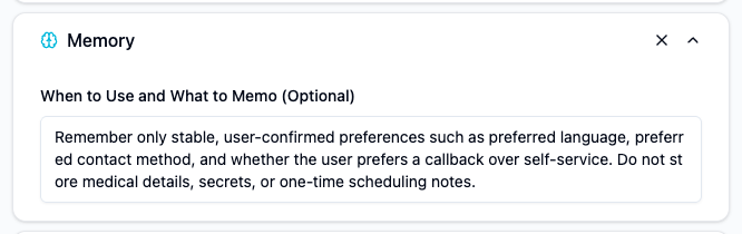Expanded Memory settings with a narrow memo rule