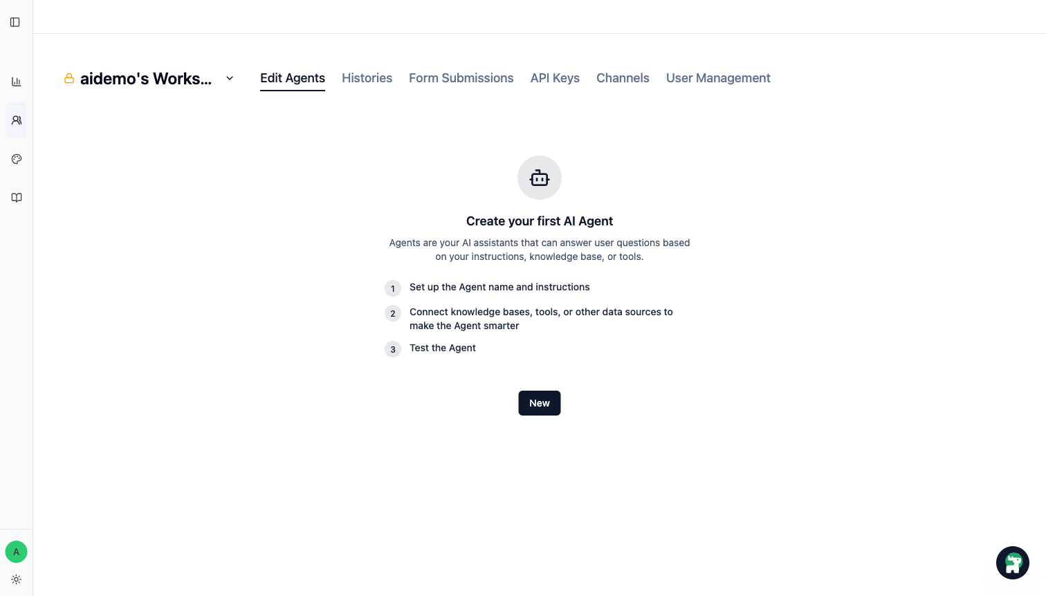 Empty Edit Agents state in the current workspace view