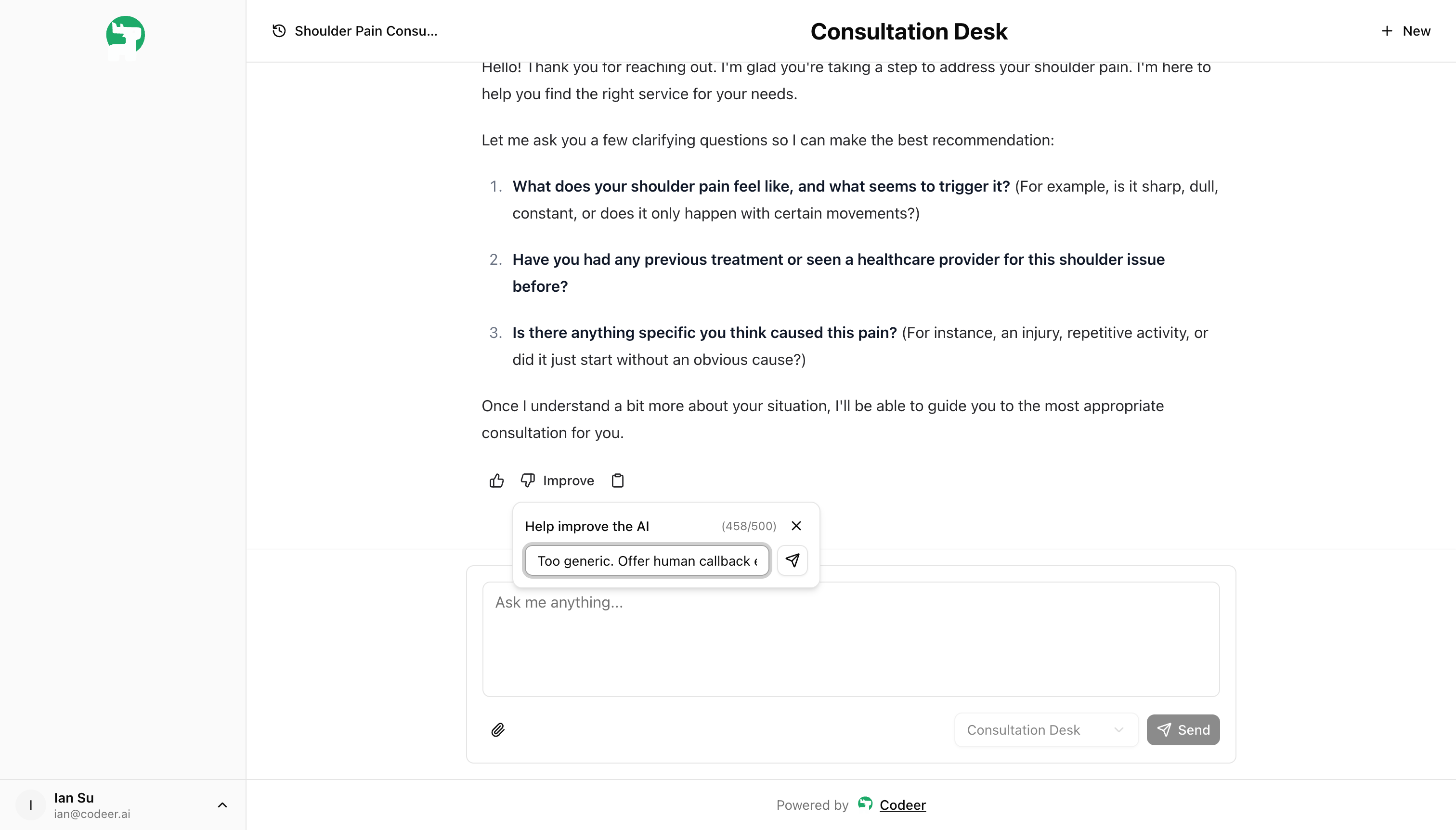 Stakeholder feedback being left directly on a reply in the published web client