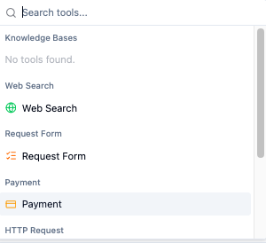Tool picker with Payment selected